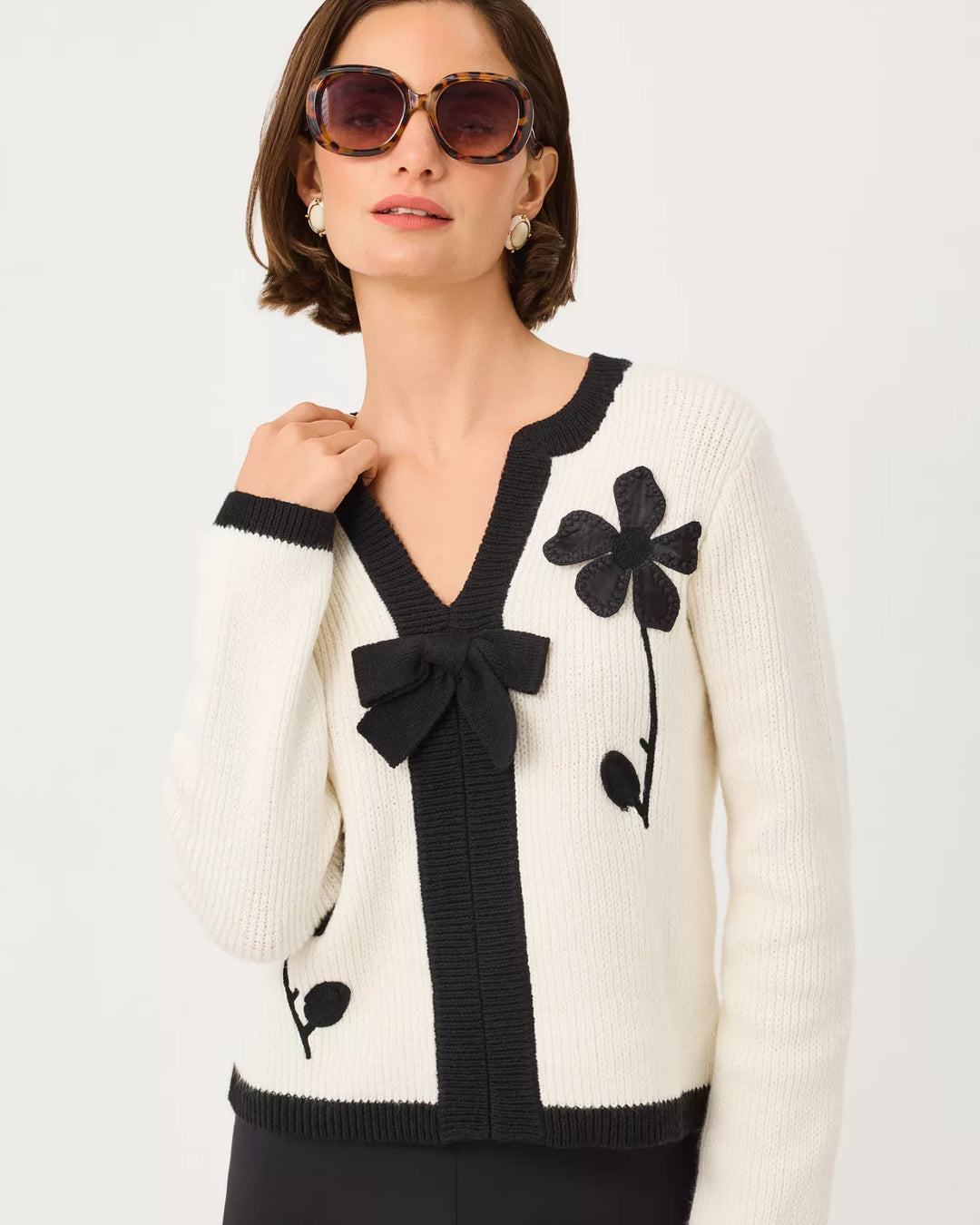 Lilly Pulitzer Coconut Fancy Fleur Applique Esmeralda Sweater