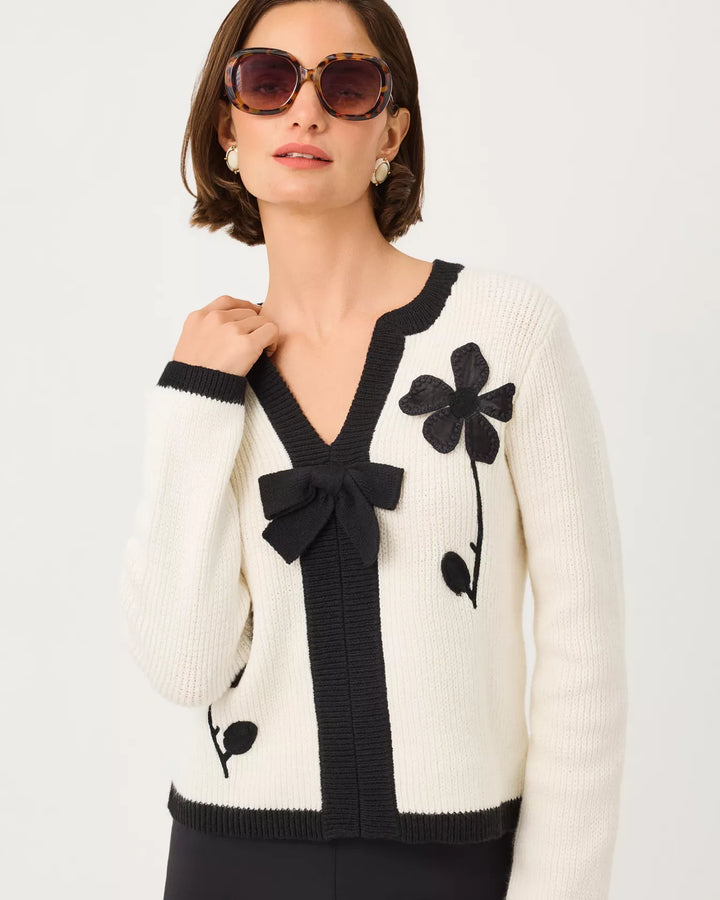 Lilly Pulitzer Coconut Fancy Fleur Applique Esmeralda Sweater