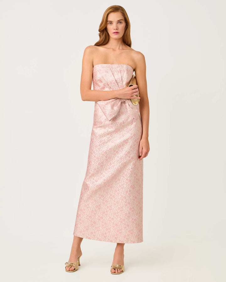 Lilly Pulitzer Tiernan Pink Metallic Brocade Strapless Maxi Dress