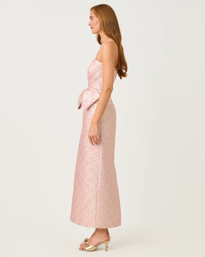 Lilly Pulitzer Tiernan Pink Metallic Brocade Strapless Maxi Dress