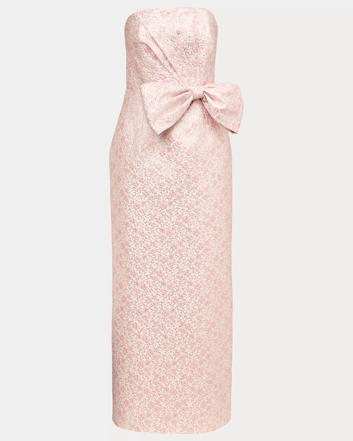 Lilly Pulitzer Tiernan Pink Metallic Brocade Strapless Maxi Dress