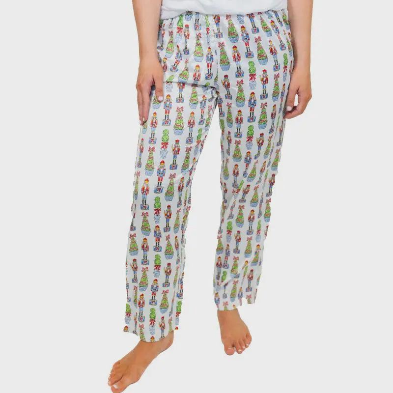 Jane Marie Festive Nutcracker Silky Satin Pajama Pants