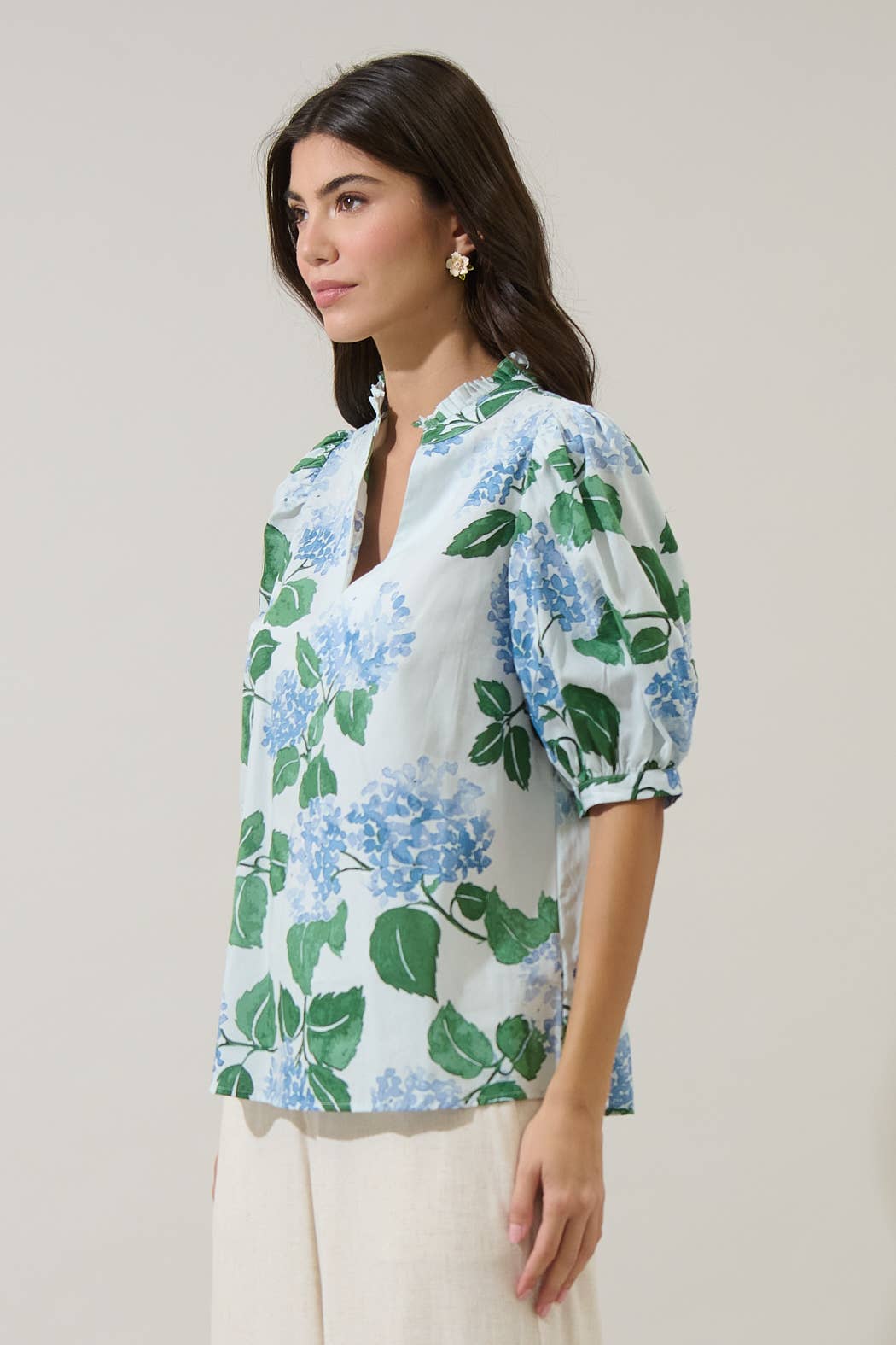 Mirla Floral Terri Puff Sleeve Top