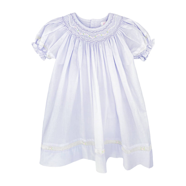 Petit Ami Lavender Smocked Daygown with Voile Insert