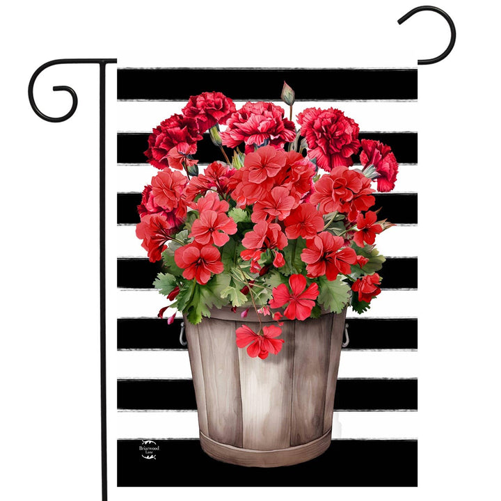 Briarwood Lane Striped Red Geraniums Garden Flag - 18" x 12.5"