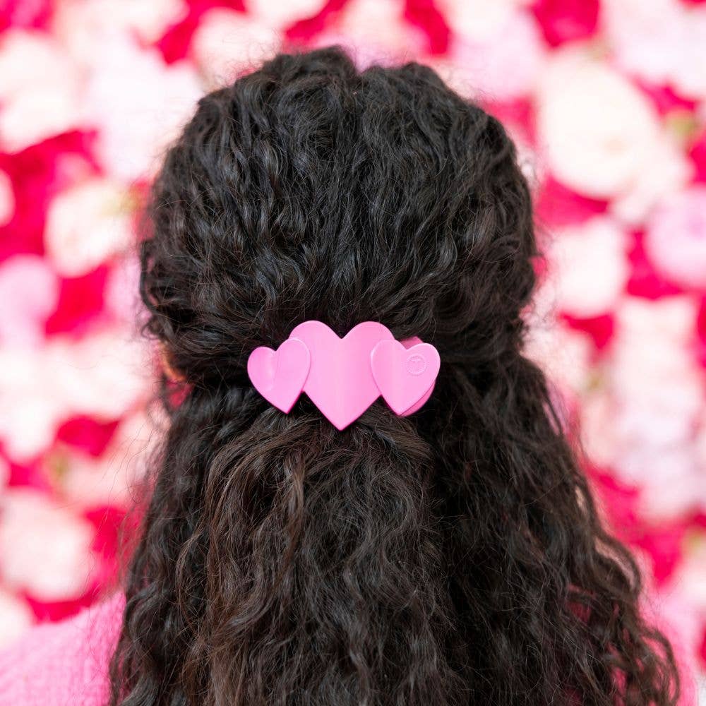 Teleties Flat Hair Clip | Small | Pink Heart to Heart