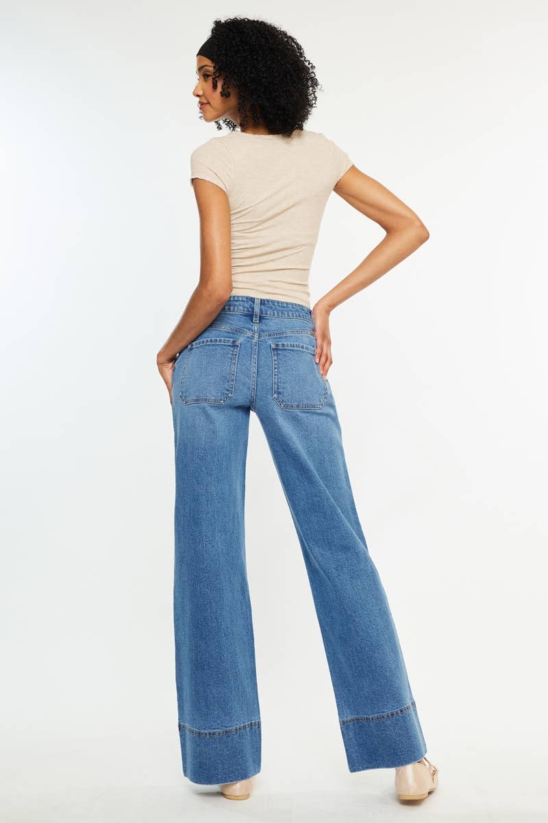 MID RISE WIDE LEG JEANS-KC70100MD