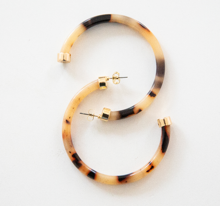 Hoo Hoops Lightweight Large Hoop Earrings - Tortoise Shell