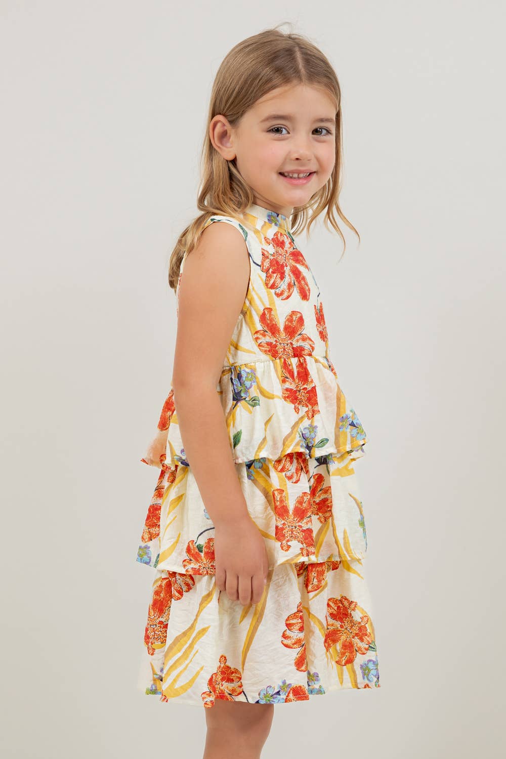 VOY Children’s Floral Print Ruffled Tiered Dress