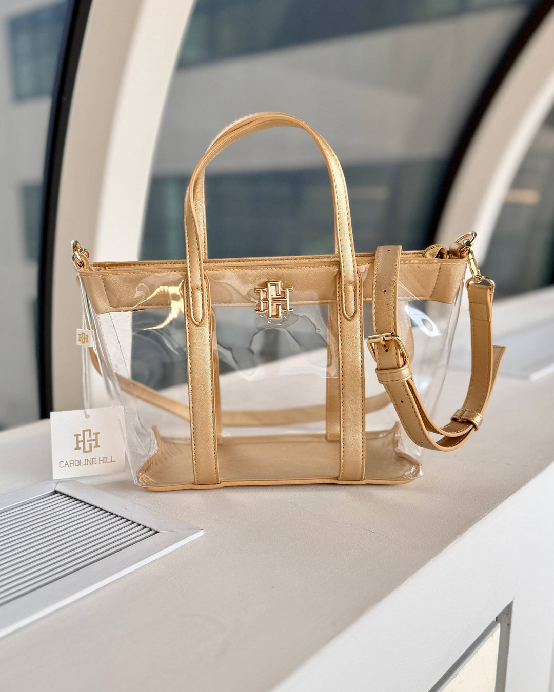 Caroline Hill Molly Clear Mini Tote -Gold