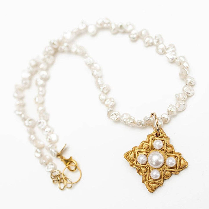 Hidden Truth Jewelry 18" Small Freshwater Pearls with Ellie Pearl Cross Necklace