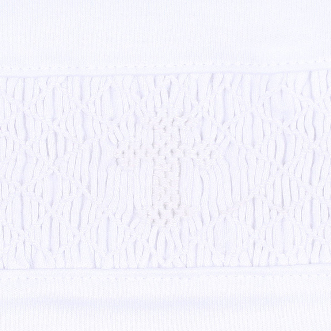 Blessed Smocked Collared Short Sleeve Dress - White