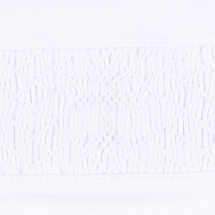 Blessed Smocked Collared Short Sleeve Dress - White