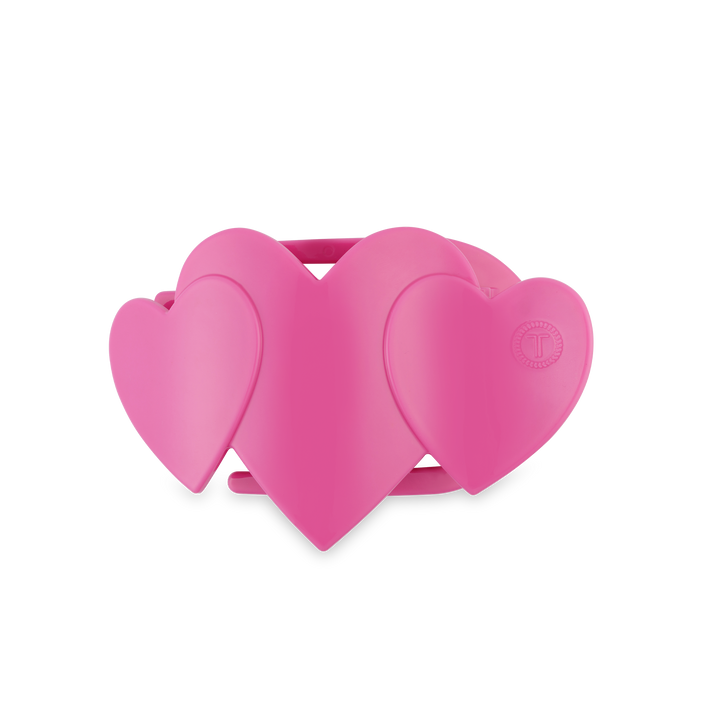 Teleties Flat Hair Clip | Small | Pink Heart to Heart