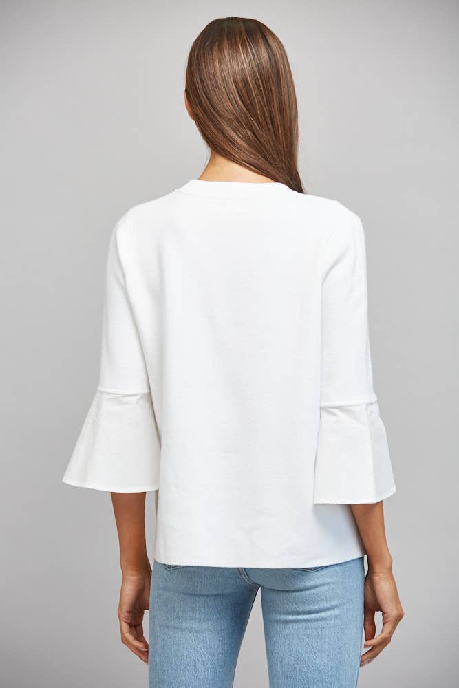 CONTRAST FLARE BELL SLV MIXED MEDIA SWEATER FW10841