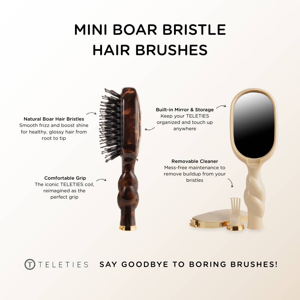 Teleties Mini Boar Brush | Tan
