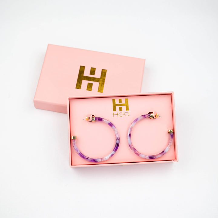 Hoo Hoops Lightweight Large Hoop Earrings - Orchid Lei