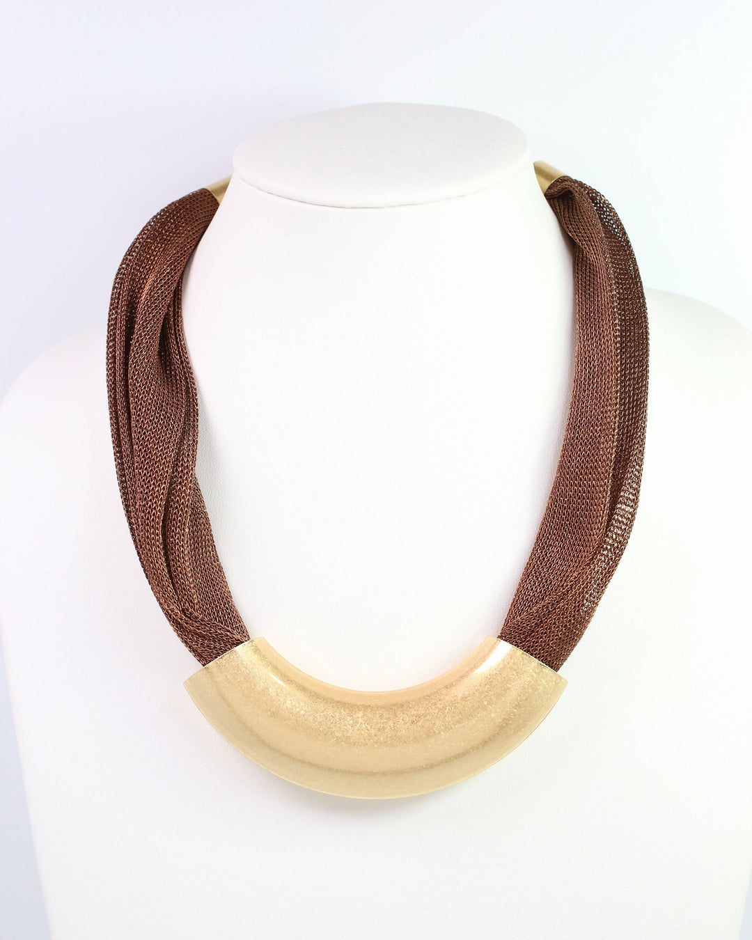 Albert Mesh Necklace with Bar Bronze