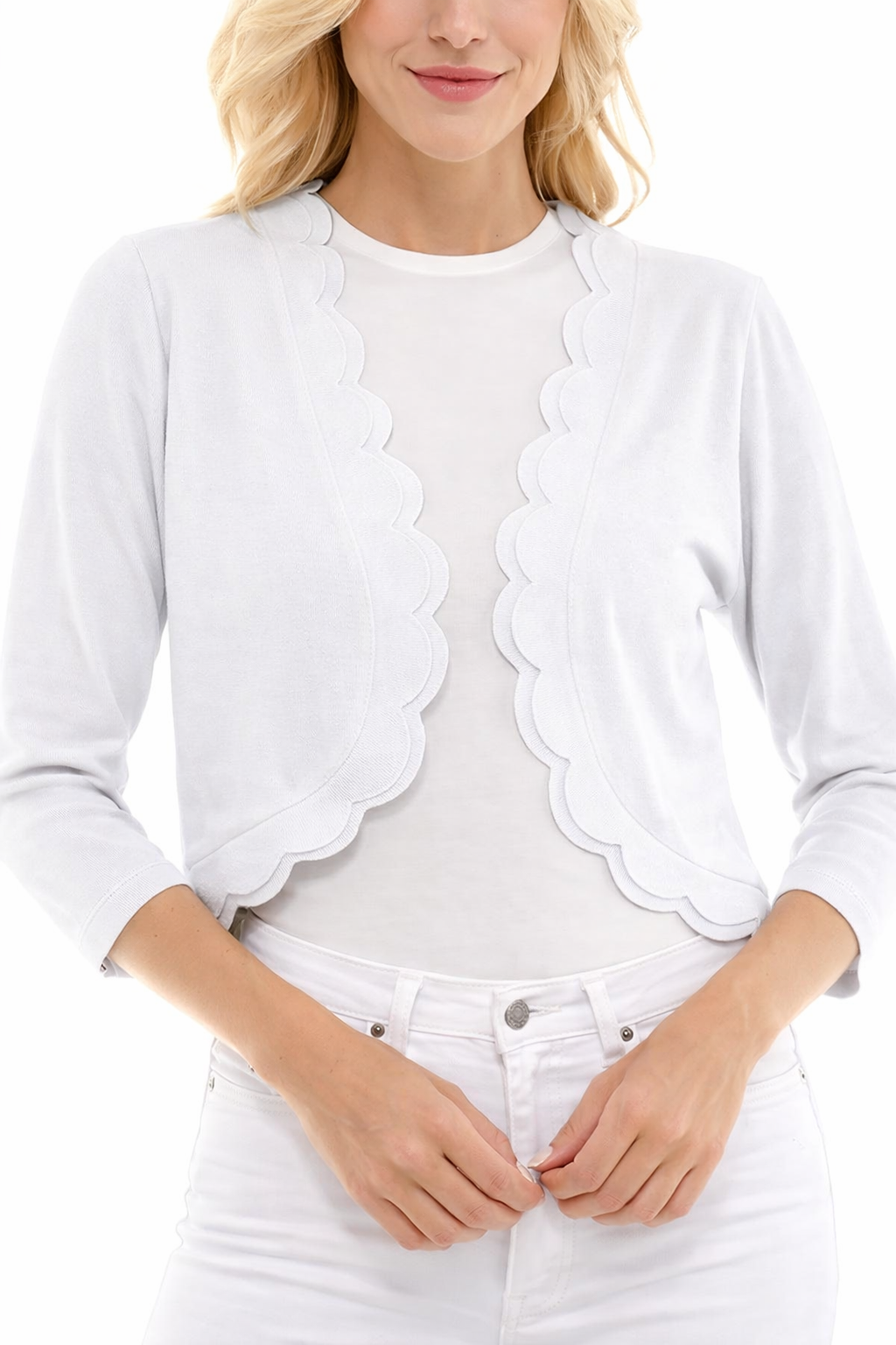 Zac & Rachel Scallop Knit Shrug Cardigan