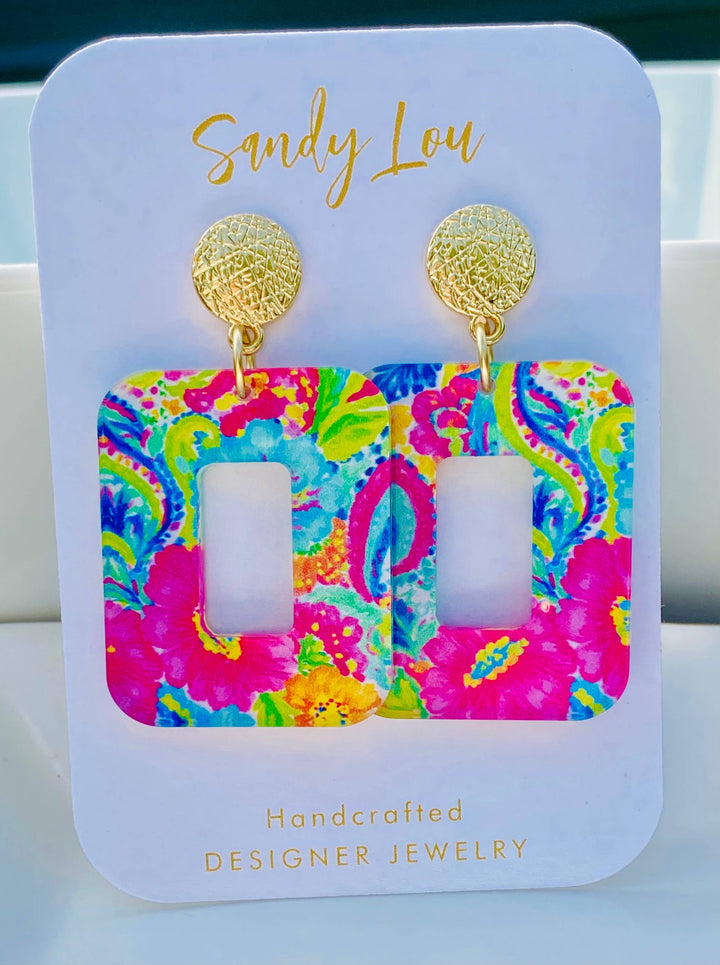 Colorful Paisley Print Earrings  