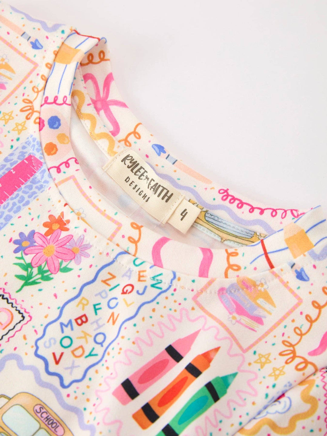 Girls Back to School Short Set with Scalloped Hem