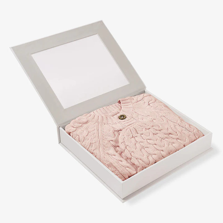 Elegant Baby Rainy Day Horseshoe Cable Knit Cardigan and Hat Baby Boxed Gift Set