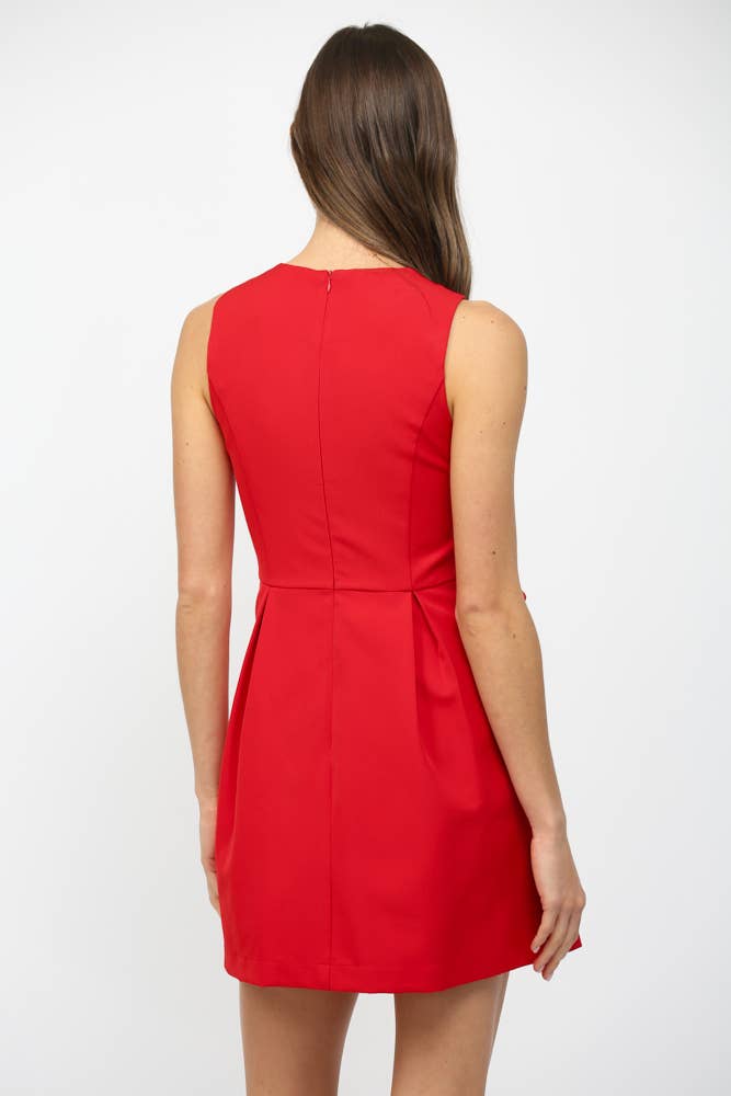 Fate Bow Tie Waist Dress- Red