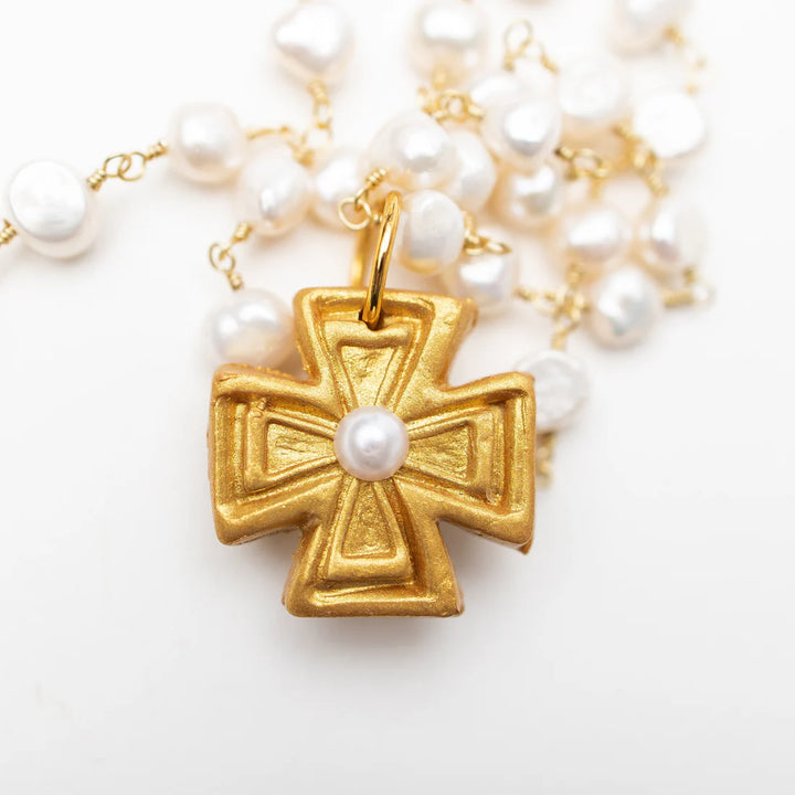 Hidden Truth Jewelry Fresh Water Pearl Chain with Anna Pearl Cross