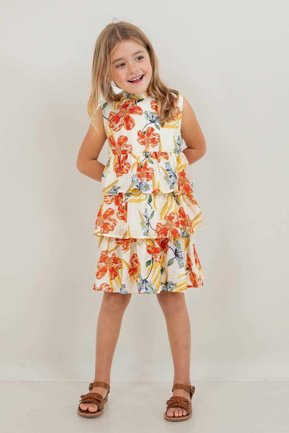 VOY Children’s Floral Print Ruffled Tiered Dress