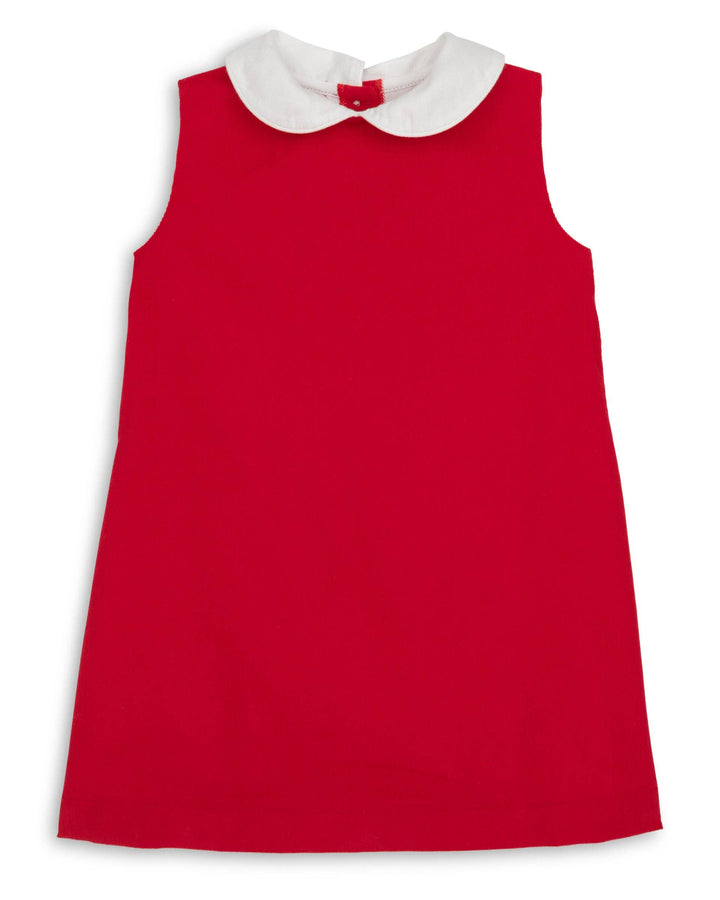 The Capelet Dress in Evelyn - Red Pinwale Corduroy