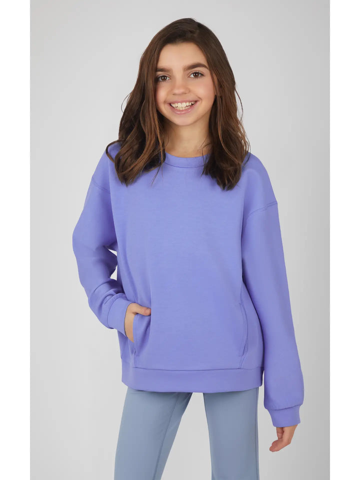 Girls Scuba Crew Neck Pullover with Pockets