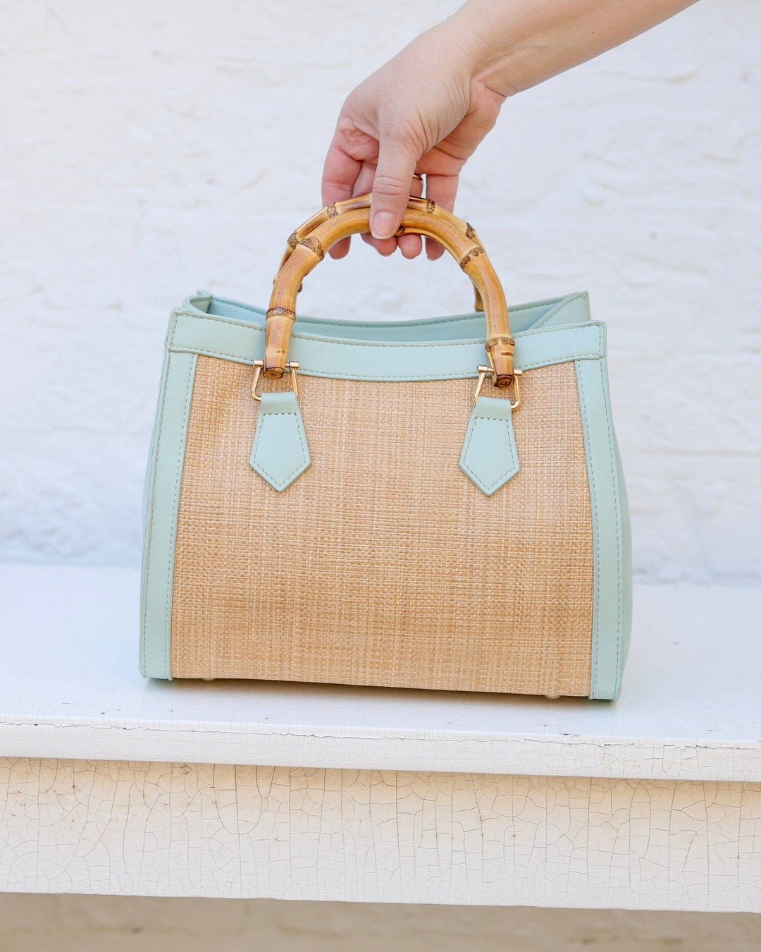 Caroline Hill Kennedy Tote Natural Mint