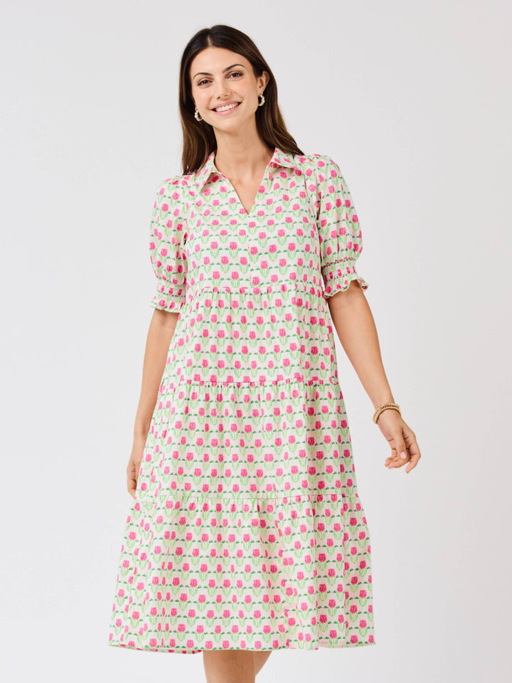 Mary Square Molly Dress | Floral Fanfare Green
