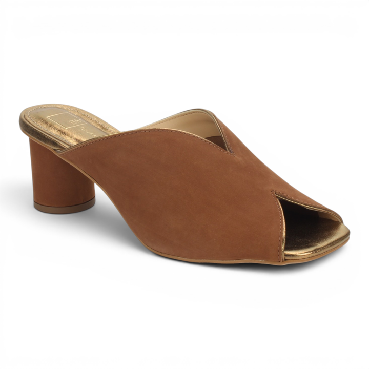 Bruno Menegatti Grace Nubuck Leather Mule Sandal - Camel Bronze