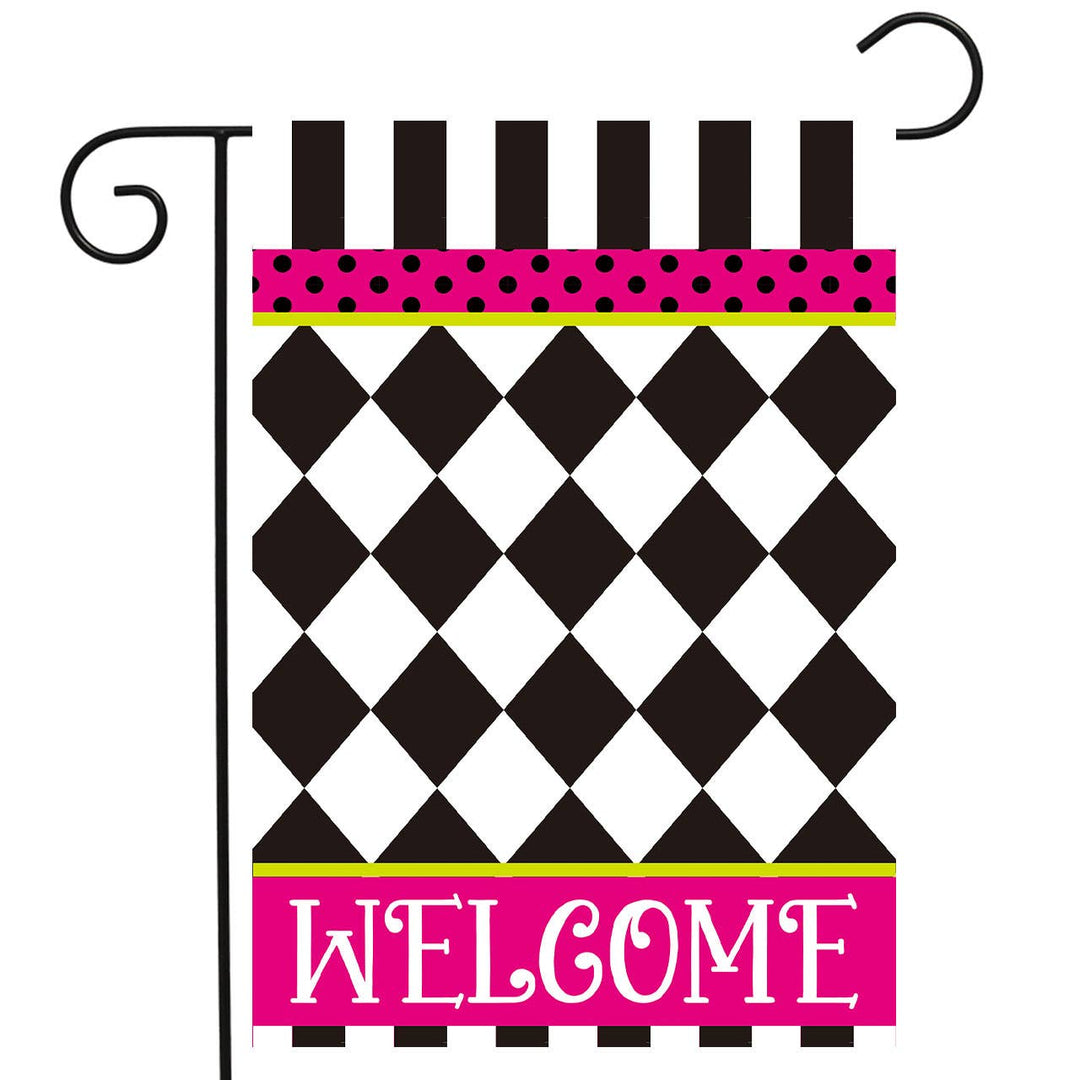 Briarwood Lane Pink/Black Neon Checkerboard Garden Flag - 18" x 12.5"
