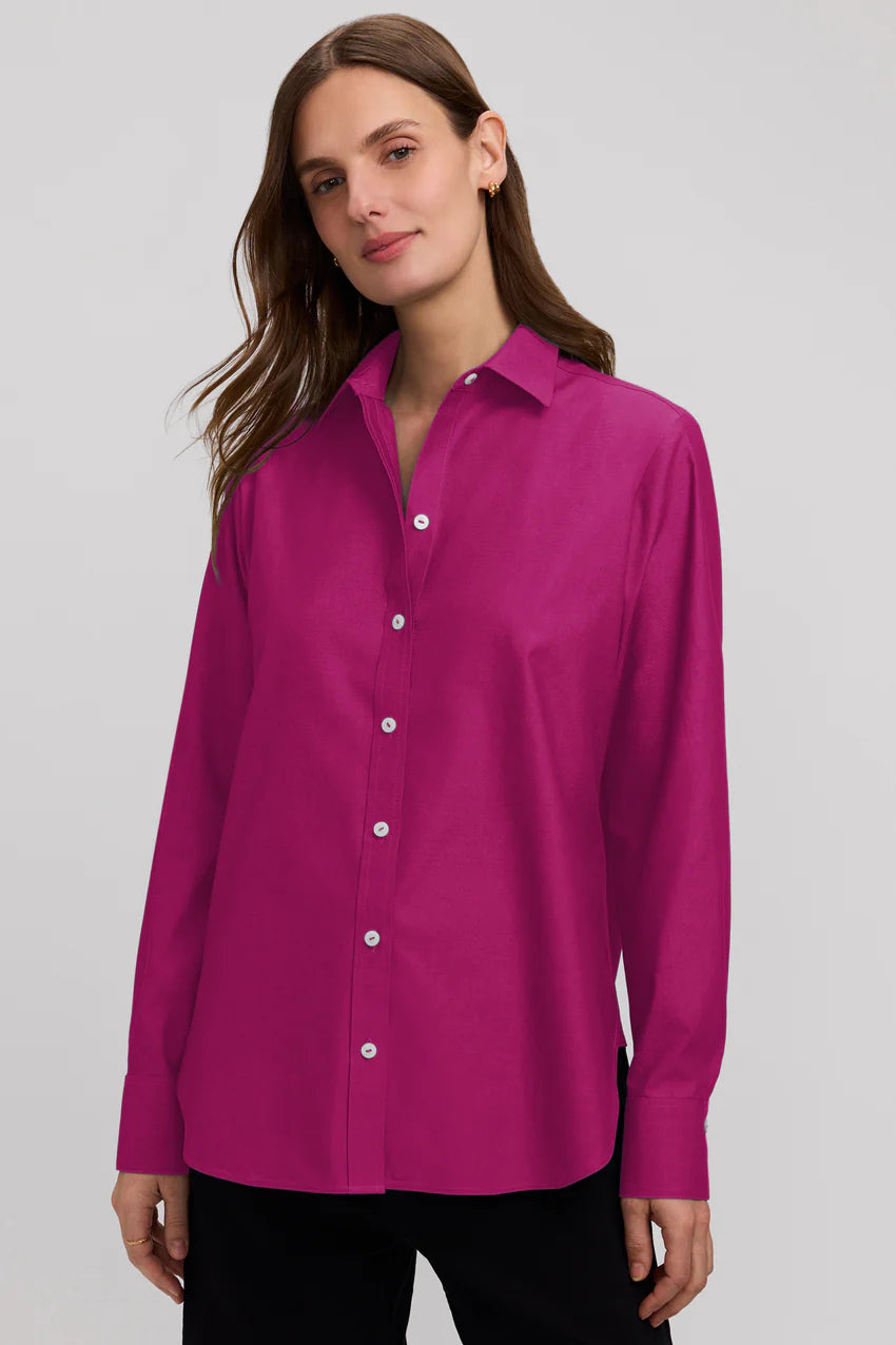 Foxcroft Pomegranate Meghan No Iron Pinpoint Long Sleeve Shirt