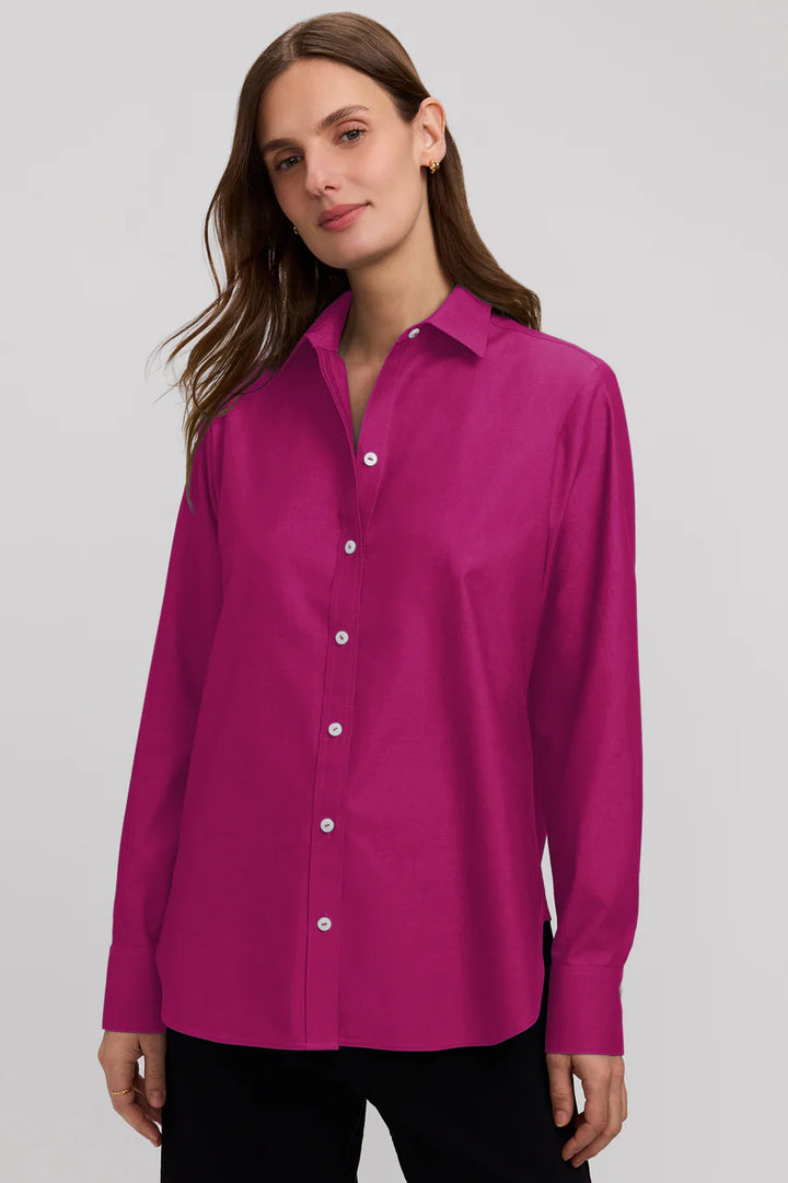 Foxcroft Pomegranate Meghan No Iron Pinpoint Long Sleeve Shirt