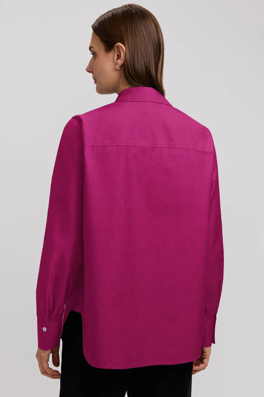 Foxcroft Pomegranate Meghan No Iron Pinpoint Long Sleeve Shirt