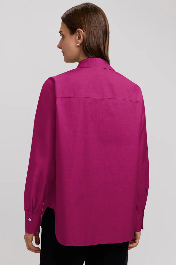 Foxcroft Pomegranate Meghan No Iron Pinpoint Long Sleeve Shirt