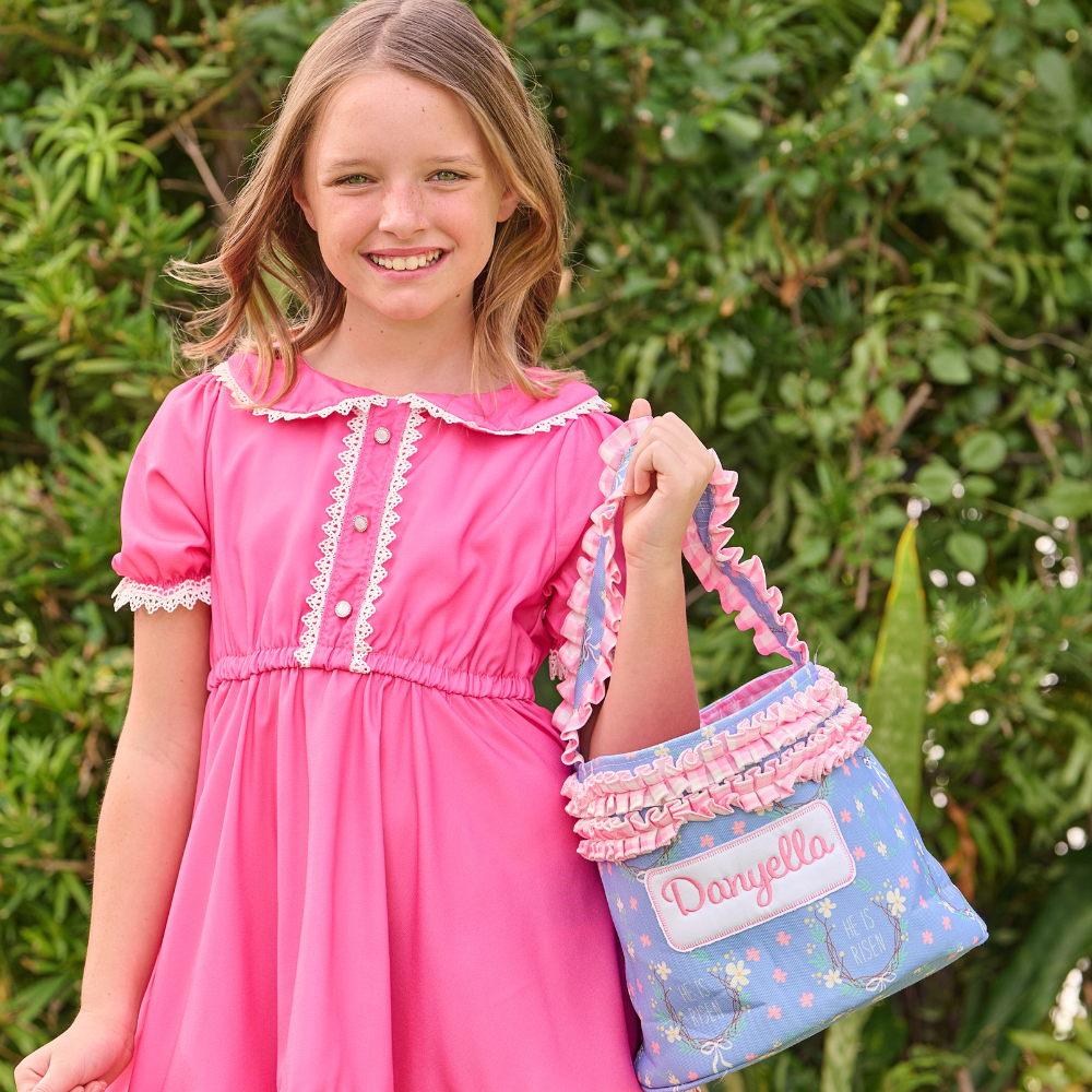 Kids Easter Egg Hunt Easter Basket - Girls He is Risen