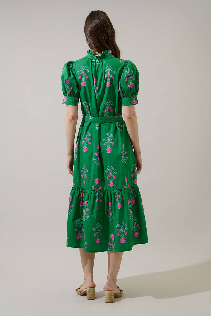 Giles Button Up Midi Dress Saura Floral