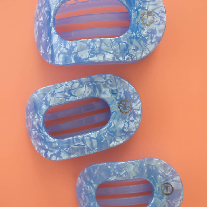 Teleties Flat Round Hair Clip | Medium | Blue Lagoon