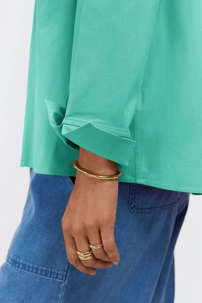 Foxcroft Biscay Green Agnes No Iron Stretch Long Sleeve Popover Shirt