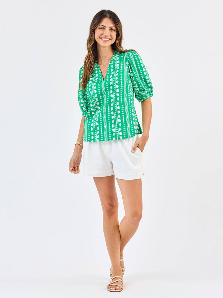 Mary Square Colette Top | Heritage Stitch Green
