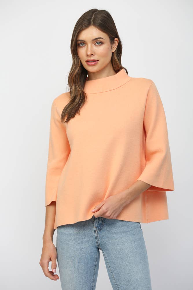 MOCK NECK PULLOVER SWEATER/BELL SLEEVE VA-35