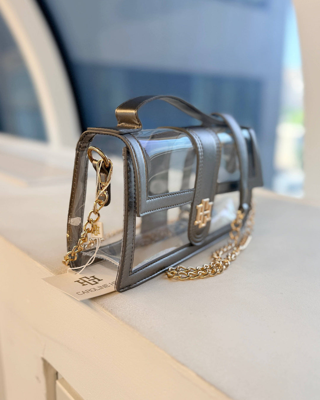 Caroline Hill Grace Clear Bag- Black Pearl
