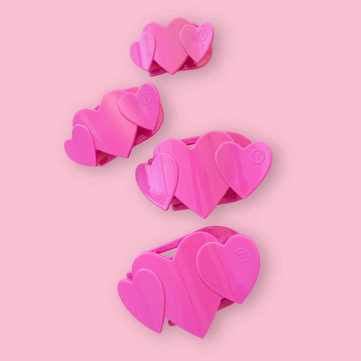 Teleties Flat Hair Clip | Small | Pink Heart to Heart