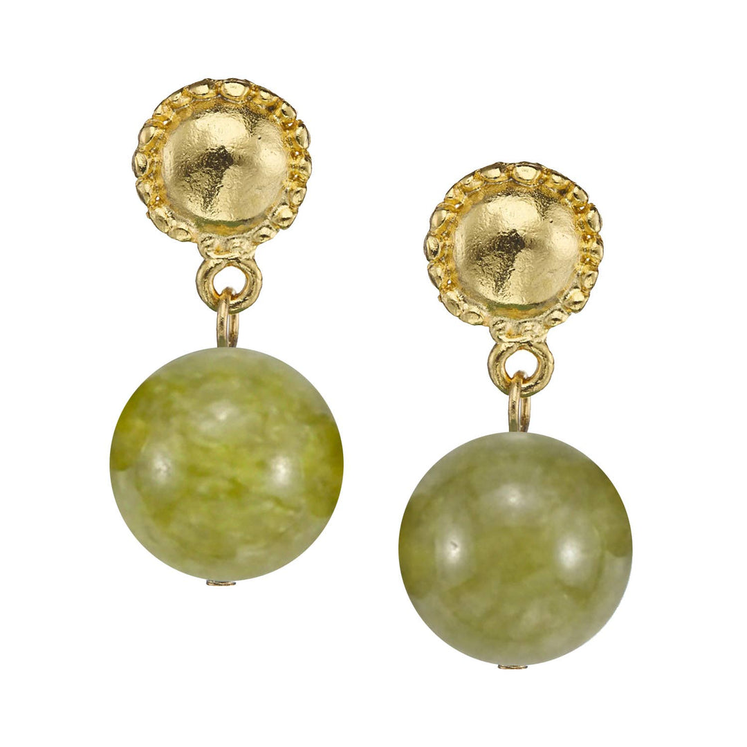 Susan Shaw Matcha Green Quartz Drop Earrings