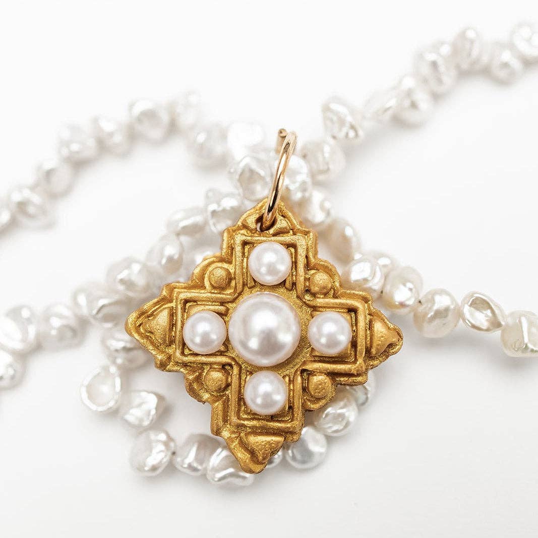 Hidden Truth Jewelry 18" Small Freshwater Pearls with Ellie Pearl Cross Necklace