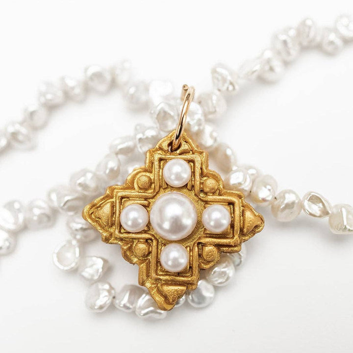 Hidden Truth Jewelry 18" Small Freshwater Pearls with Ellie Pearl Cross Necklace